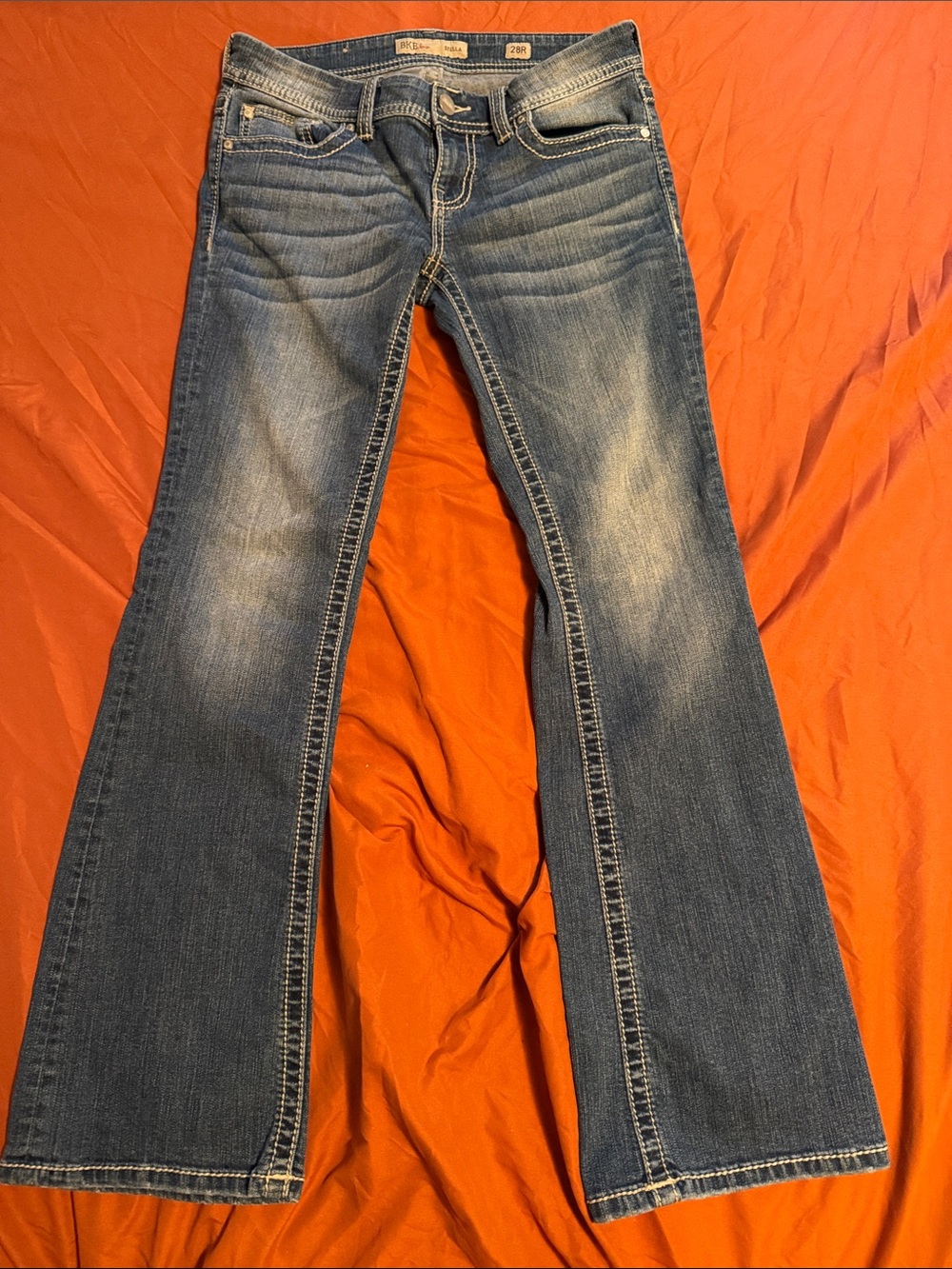 Women’s Medium Blue Flare Jeans with Faded Detailing